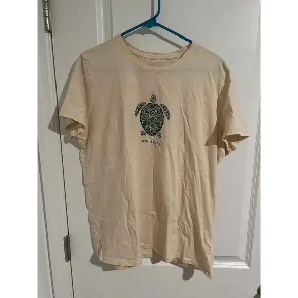 Life is Good Mosaic Turtle Short Sleeve Tee – Size XL – Putty (Cream) - Picture 1 of 4